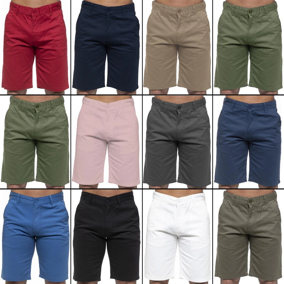 Enzo Herren Chino Shorts Baumwolle Sommer Freizeit Arbeit Regular Stretch Strand Halb Hose