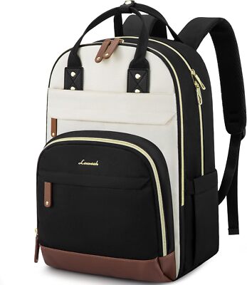 LOVEVOOK Laptop Backpack for Women, 15.6 Inch Inch, Beige-black-brown 