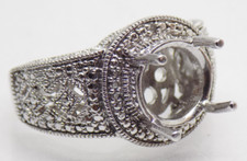 925 Sterling Silver Round Cut 5x5mm Semi Mount Ring Engagement Cocktail Ring7.75