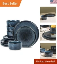 Eden 12-Piece Dinnerware Set Stoneware, Dark Blue