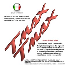 COPPIA ADESIVI T MAX 500 ADESIVO RILIEVO ROSSO YAMAHA TMAX 530 560 RESINA GEL 3D