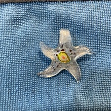 White Starfish Pendant Necklace Large Handmade Lampwork Glass Necklace