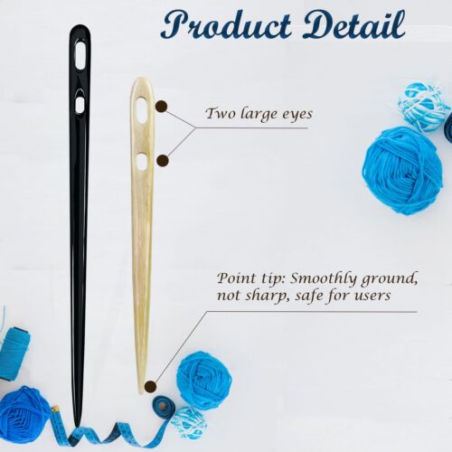 Set of 2 Handmade Nalbinding Needles Bone & Horn, Large Two-Eyed, Multipurpose - Picture 7 of 7