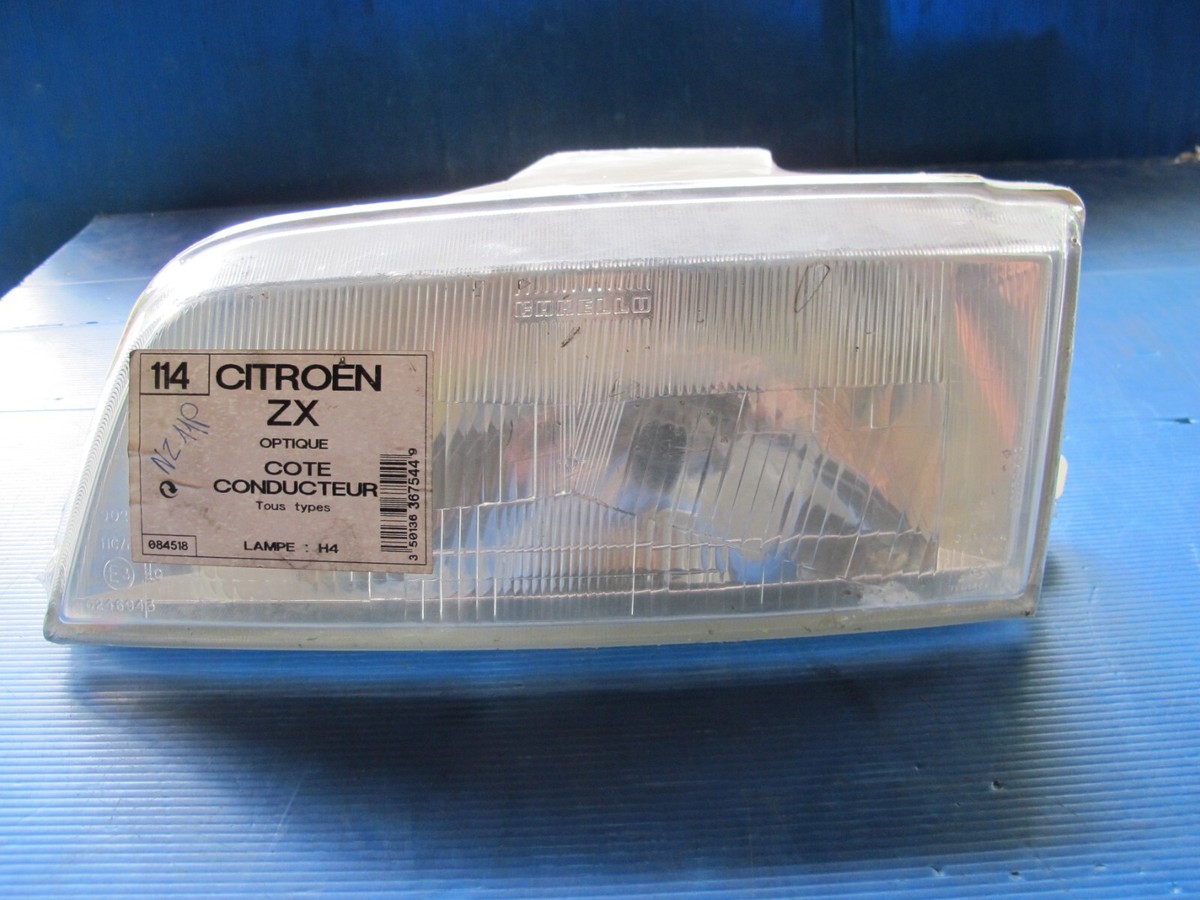 Optique de phare gauche Carello pour Citroën ZX tous types 03/91