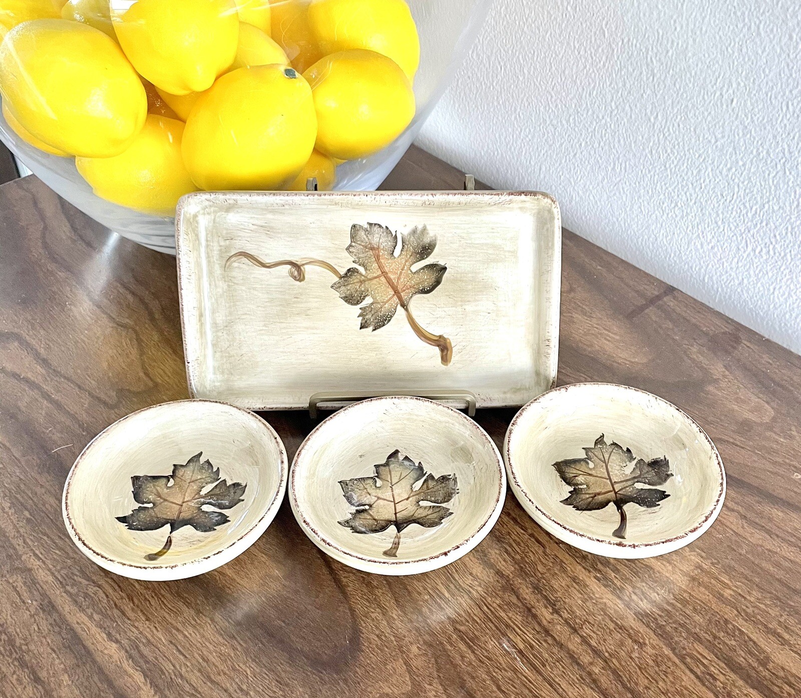VINTAGE Z Gallerie "Leaves” Serving Tray And Three Small Bowls eBay