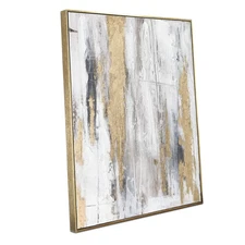 Zessonic Abstract Wall Art with Gold Foil - 24 x 32 Inches Gold and Gray Canv...