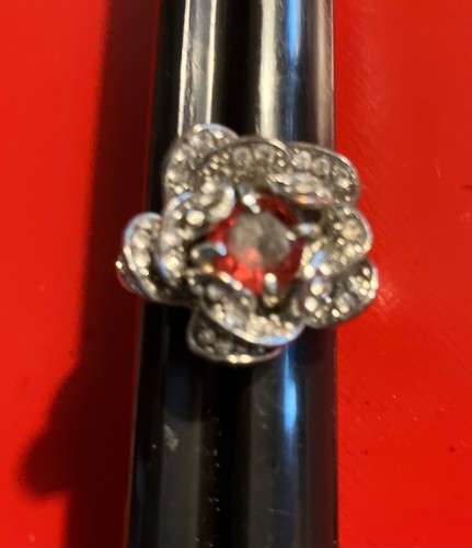 Stunning Silver Garnet /CZs Ring Sz6.75 - Picture 7 of 7