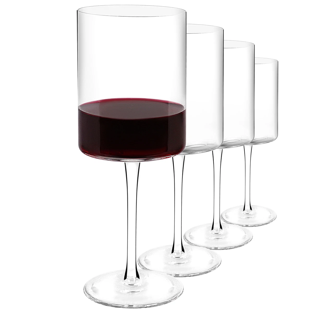 G Francis Unique Wine Glasses Set of 4 - 16oz Square Bottom Modern Stemware