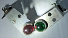 Vintage PAIR RED GREEN Multifaceted Jeweled Panel Light Dialco Dial Light  21B44
