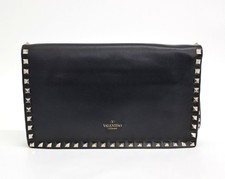 Valentino Rockstud Black Leather Clutch Pouch Bag Used