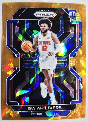 2021-22 Panini Prizm #296 Isaiah Livers Orange Cracked Ice Rookie RC Pistons  