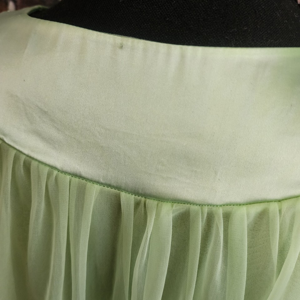 Vintage 60s Robe L Pistachio Green Gossard Artemis Flowy Chiffon ...