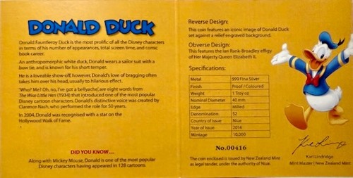 2014 NIUE S$2 Disney Donald Duck Colorized NGC PF 70 UCAM original package - Picture 5 of 6