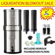 Berkey Crown Water Filter with Premium Boroux Foundation Black Filters