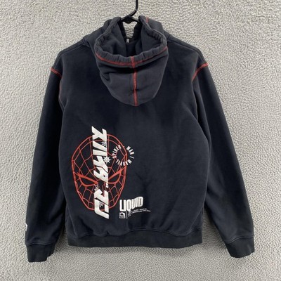 Team Liquid Marvel Hoodie Mens Medium Black Spider-Man Graphic Fleece Pullover