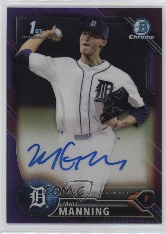 2016 Bowman Draft Chrome Pick Purple Refractor 222/250 Matt Manning Auto 3y4