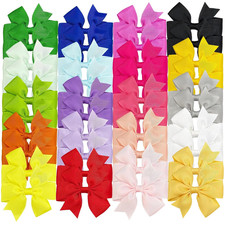 40Pcs 3Inch Hair Bows for Girls, Boutique Grosgrain Ribbon Pinwheel Hair Bows Al