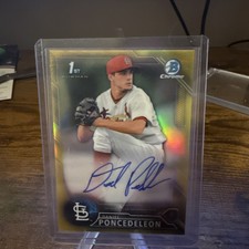 2016 Bowman Chrome Prospects Gold Refractor 27/50 Daniel Ponce de Leon Auto r1i