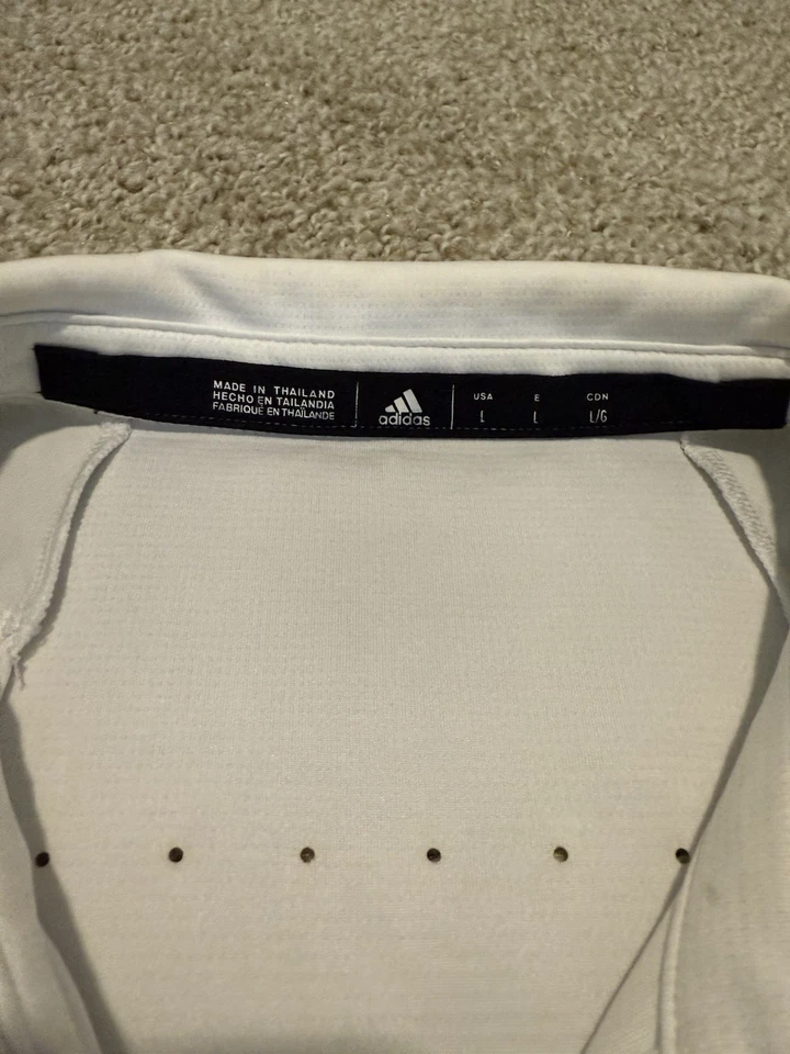 Polo Adidas Georgia Tech GT masculino L branco climalite bordado logotipo estilo treinador - Imagem 3 de 4