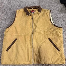 Vintage Wrangler Hero Sherpa Lined Canvas Vest Tan Brown XL