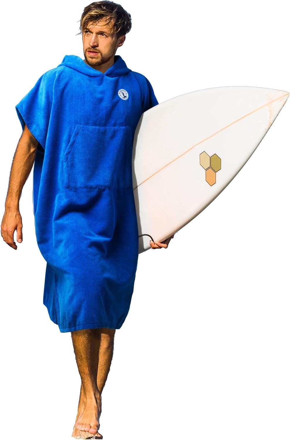 Surf Poncho Changing Robe Microfiber Beach Towel Hooded Blue L Quick Dry
