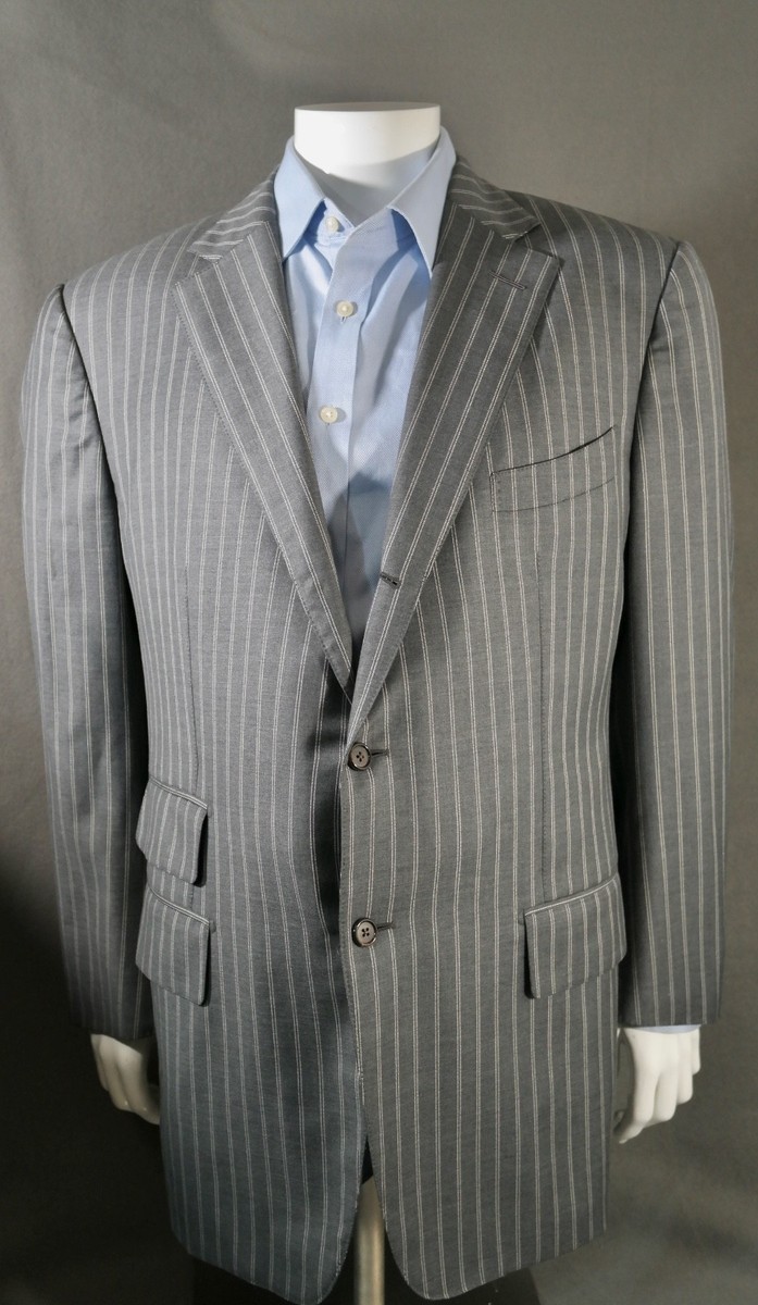 Tom Ford Mens Rolled 3 Button Chalkstripe Suit Jacket Gray 46R | eBay