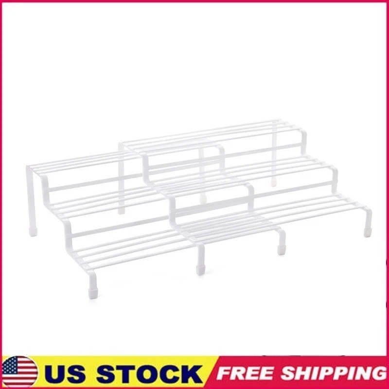 3 Tier Expandable Spice Rack Steel Storage Non Slip Feet Kitchen Organizer White