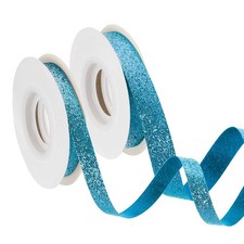 2Pcs 10 Yards 2 Sizes Sparkle Ribbons, Gift Wrapping Cut Edge Ribbon, Turquoise