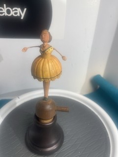 ANRI hand carved wood bottle stopper cork Ballerina ORANGE dancer puppet RARER