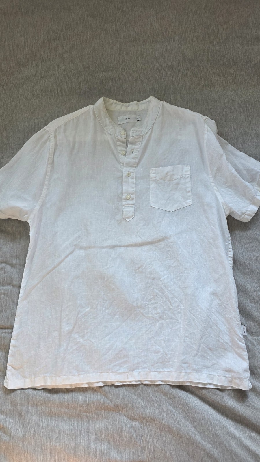 Onia Anthony Linen Short Sleeve Pocket Henley Medium 