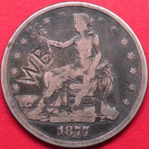 1877 TRADE DOLLAR "WB" INITIALS