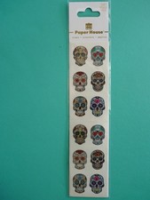 SUGAR SKULLS Stickers By Paper House 18 Skulls Dia de los Muertos Sealed Pack
