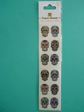 SUGAR SKULLS Stickers By Paper House (18) Skulls Dia de los Muertos Sealed Pack