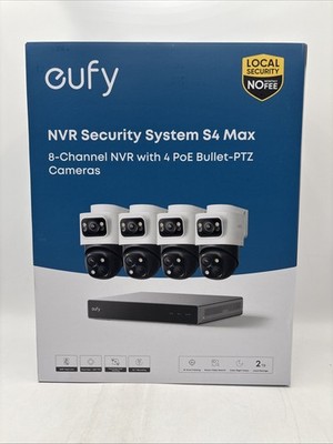 eufy PoE NVR Security System S4 Max 8CH NVR w/4 PoE Bullet 2TB - White