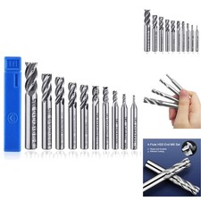 10pcs 4-Flute End Mill Set, Titanium High-Speed Steel CNC Cutter Bits 2-12mm