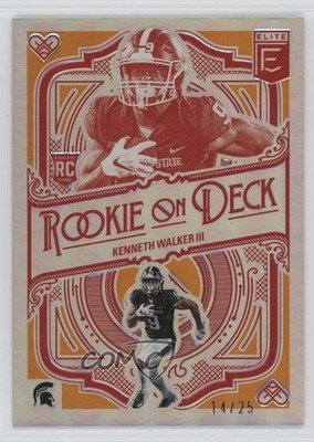 2022 Panini Donruss Elite Rookie On Deck Orange 14/25 Kenneth Walker III RC 4f5