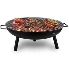 58cm Large Round Steel Fire Pit Garden Patio Camping Heater Burner Bowl BBQ Gril