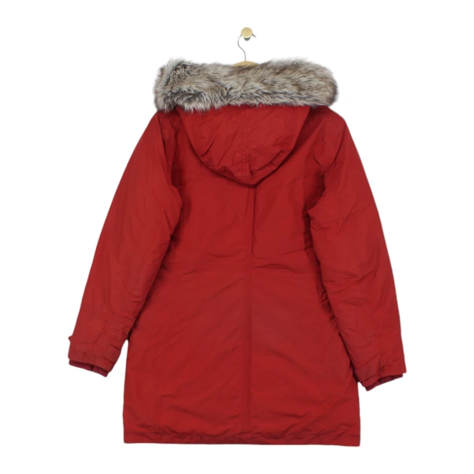 Casaco feminino Timberland Parka tamanho P vermelho zíper completo com capuz isolado - Imagem 2 de 4