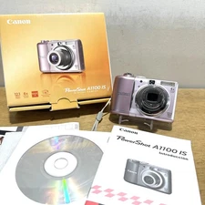 Canon PowerShot A1100 IS Digital Camera 12.1MP Pink 4X Zoom Box Manual CD Tested
