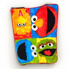 Vintage Sesame Street Crib Baby Blanket 41 x57 Elmo Cookie Monster Big Bird
