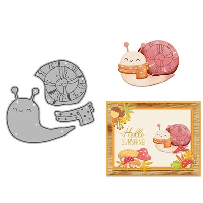 Cozy Autumn Snail Wearing Scarf Metal Cutting Dies Scrapbooking Card Craft
