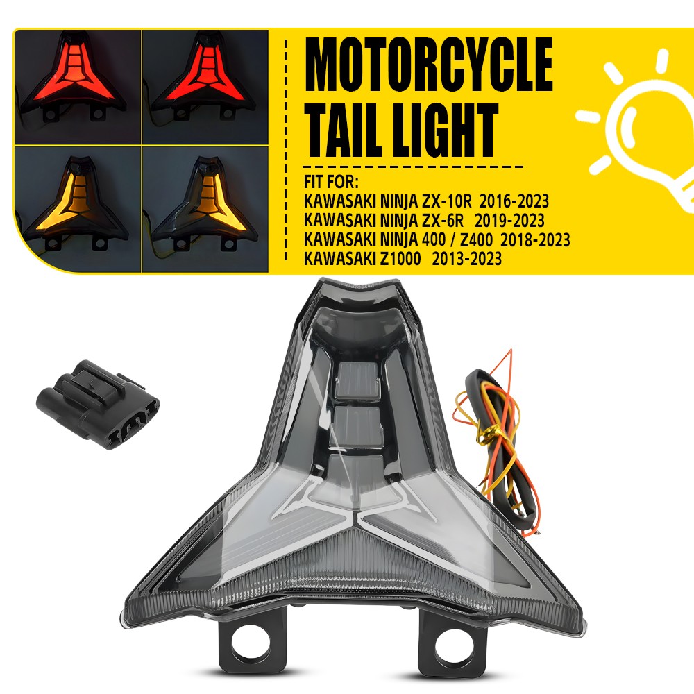 Integrated LED Brake Turn Signal Tail Light For Kawasaki Ninja 400/Z400 2018-23