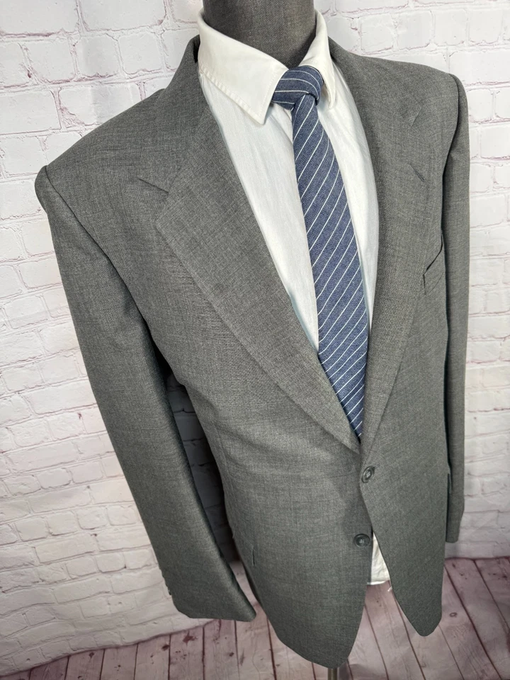 Traje de 2 piezas clásico de mezcla de lana gris de FARAH para hombre chaqueta 46L 36x34 pantalón Foto 4 de 4