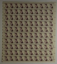 US SCOTT 1860 PANE OF 100 RALPH BUNCHE STAMPS 20 CENT FACE MNH