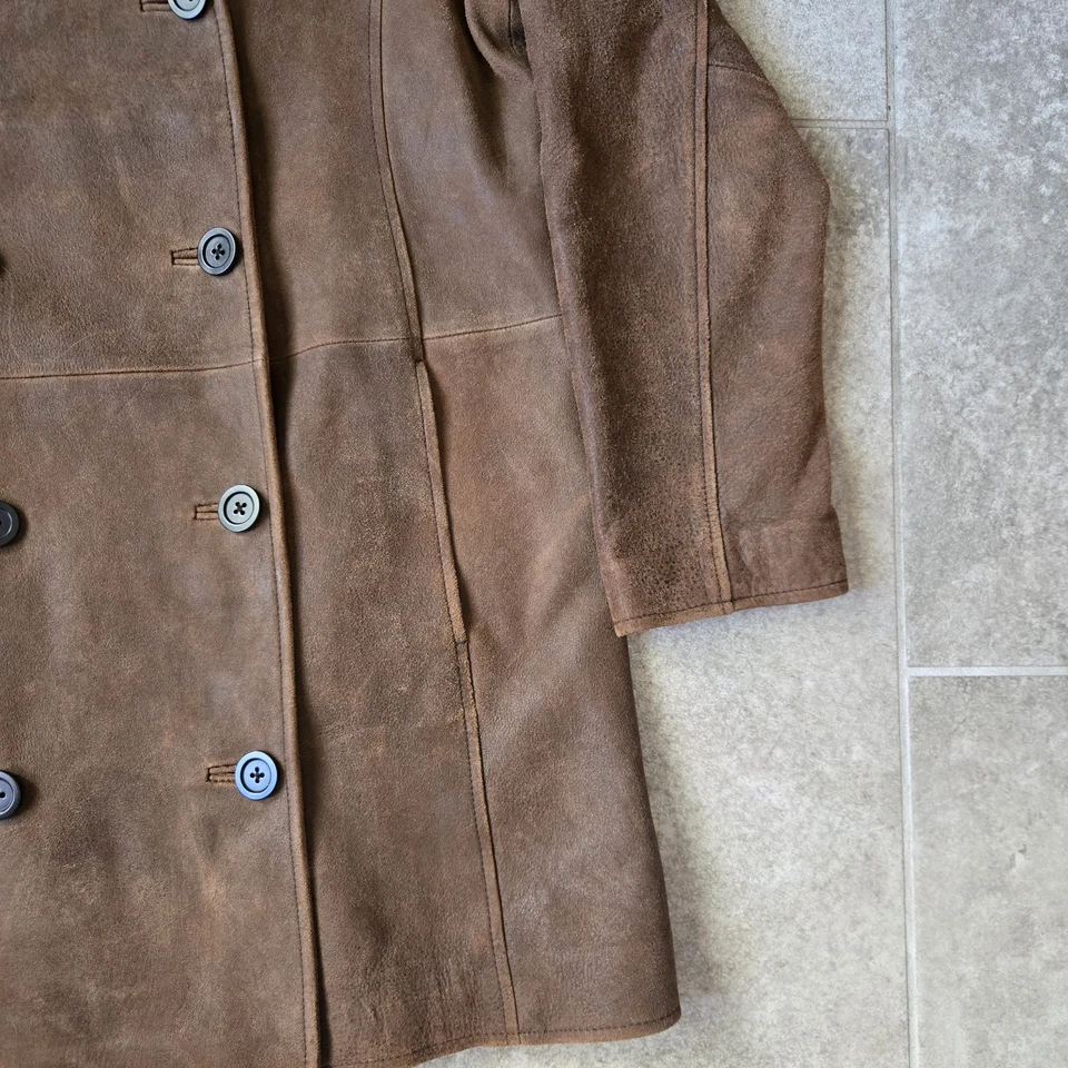 Sundance выветренной кожи бедра длина бушлат размер средний коричневый - Изображение 4 из 4