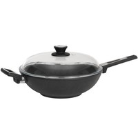 Skk Guss Wokpfanne 32Cm Bratpfanne Antihaft Stielwok Mit Gegengriff & Glasdeckel