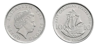 Eastern Caribbean 10 Cents, 2009-2022, KM #37a, Mint
