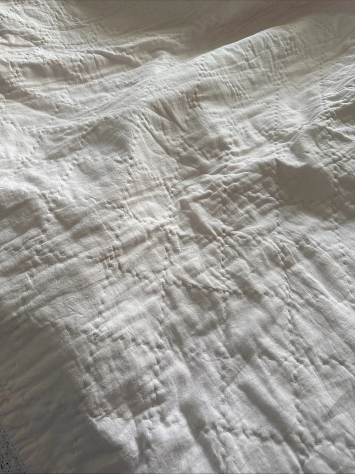 Manta Simply Shabby Chic Doble Rosa Algodón Edredón Crochet Ribete Cottagecore 68x88 Foto 4 de 4