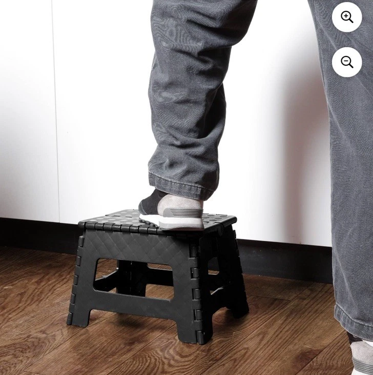 Folding Step Stool Collapsible Folding Plastic Kitchen Kid Bathroom Handle Black - Image 3 of 4