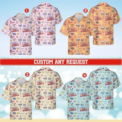 Gulf Coast US Flag Hawaiian Shirt Men Women Button Up Beach Summer